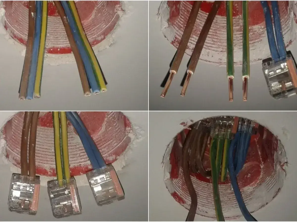 Instalacja elektryczna: jaki kabel do gniazdek? Widać przygotowane do podłączenia przewody w puszkach instalacyjnych.