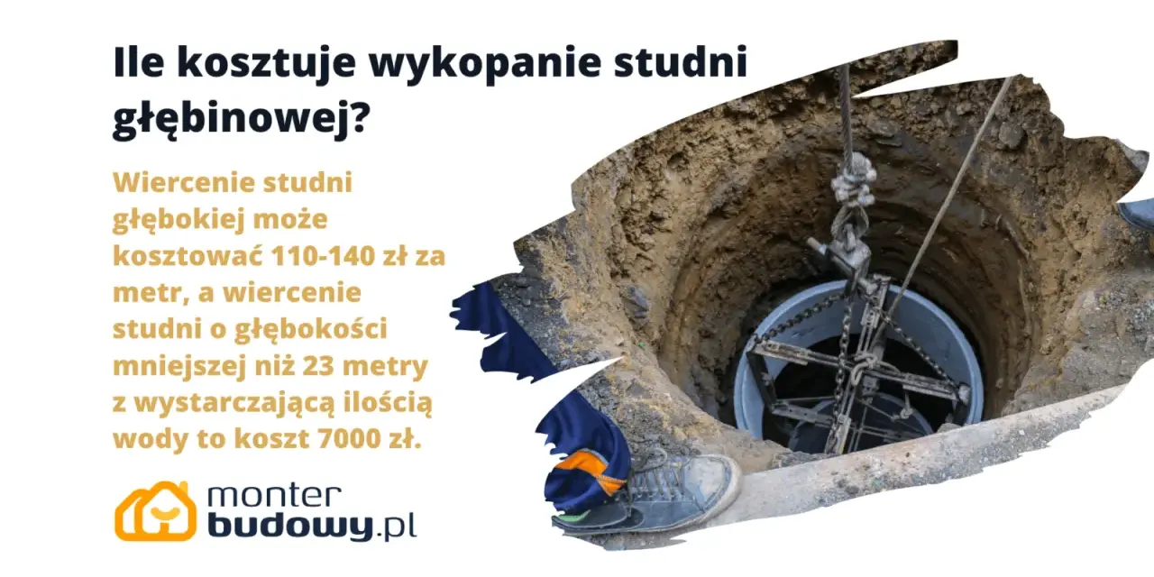 Wykopywanie studni głębinowej z użyciem sprzętu.