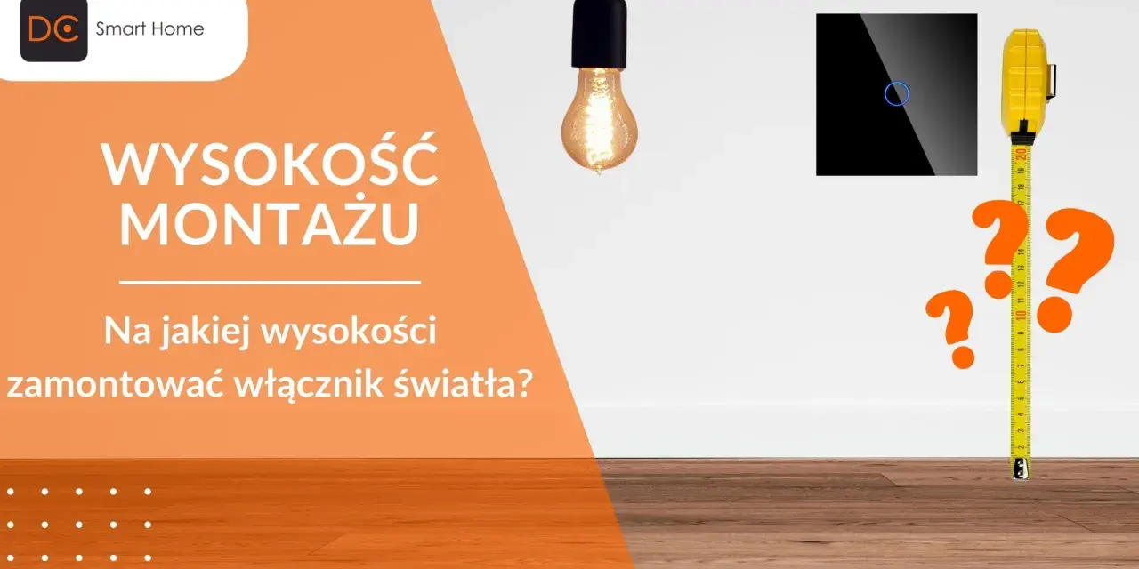 Pytanie o prawidłową wysokość montażu włącznika światła. Miarka i znaki zapytania sugerują, że szukamy odpowiedzi.