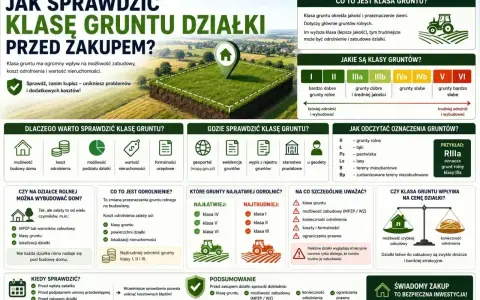 Klasa gruntu wpływa na możliwość zabudowy. Sprawdź ją przed zakupem, by uniknąć problemów i kosztów, zwłaszcza gdy planujesz budowę domu, a działka ma nieprzekraczalna linia zabudowy.