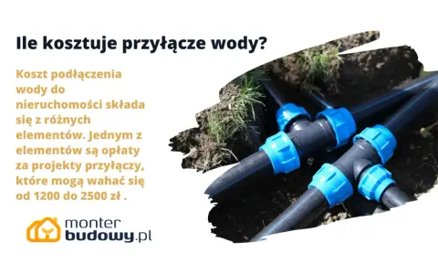 Ile kosztuje przyłącze wody? Koszt podłączenia do nieruchomości to m.in. opłaty za projekty, od 1200 do 2500 zł.