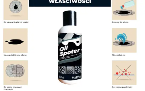 Chcesz wiedzieć, czym zmyć olej z kostki? Ten środek "Oil Spotter" skutecznie usuwa plamy oleju i tłuszczu z kostki brukowej i kamienia.