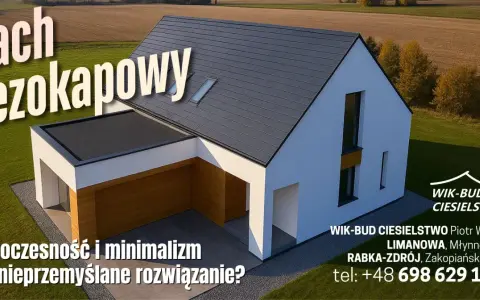 Nowoczesny dom z dachem bezokapowym, idealny dla ceniących minimalizm. WIK-BUD CIESIELSTWO.