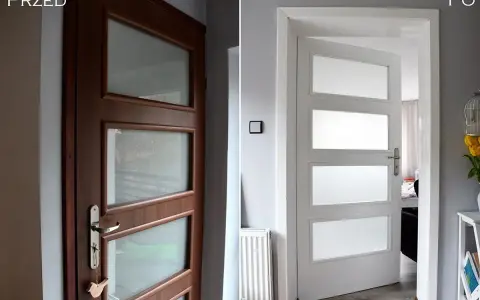 Przed i po: ciemne drzwi z okleiny odnowione na biało. Zobacz, jak odnowić drzwi z okleiny, by nadać im nowy wygląd.