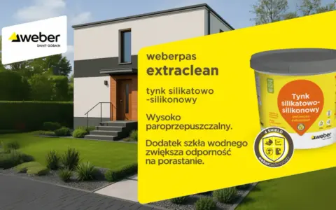 Nowoczesny dom z tynkiem silikatowo-silikonowym weberpas extraclean. Poznaj różne rodzaje tynków i ich zalety.