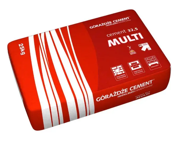 Worek cementu budowlanego Górażdże MULTI 25kg. Zastanawiasz się, ile kosztuje worek cementu? Ten produkt jest idealny do murowania, tynkowania, stabilizacji pod kostkę i fundamentów.