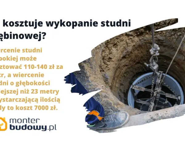 Wykopywanie studni głębinowej z użyciem sprzętu.