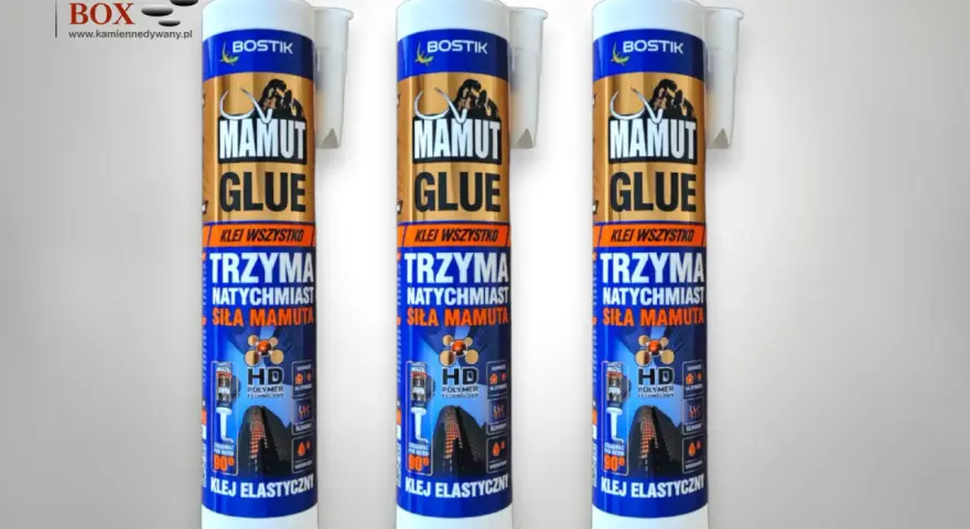 Szukasz, jaki klej do kamienia naturalnego na zewnątrz? Trzy tubki kleju Bostik Mamut Glue, który klei natychmiast z siłą mamuta, idealny do zastosowań zewnętrznych.