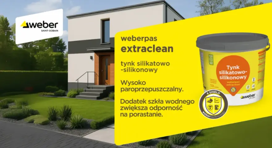 Nowoczesny dom z tynkiem silikatowo-silikonowym weberpas extraclean. Poznaj różne rodzaje tynków i ich zalety.