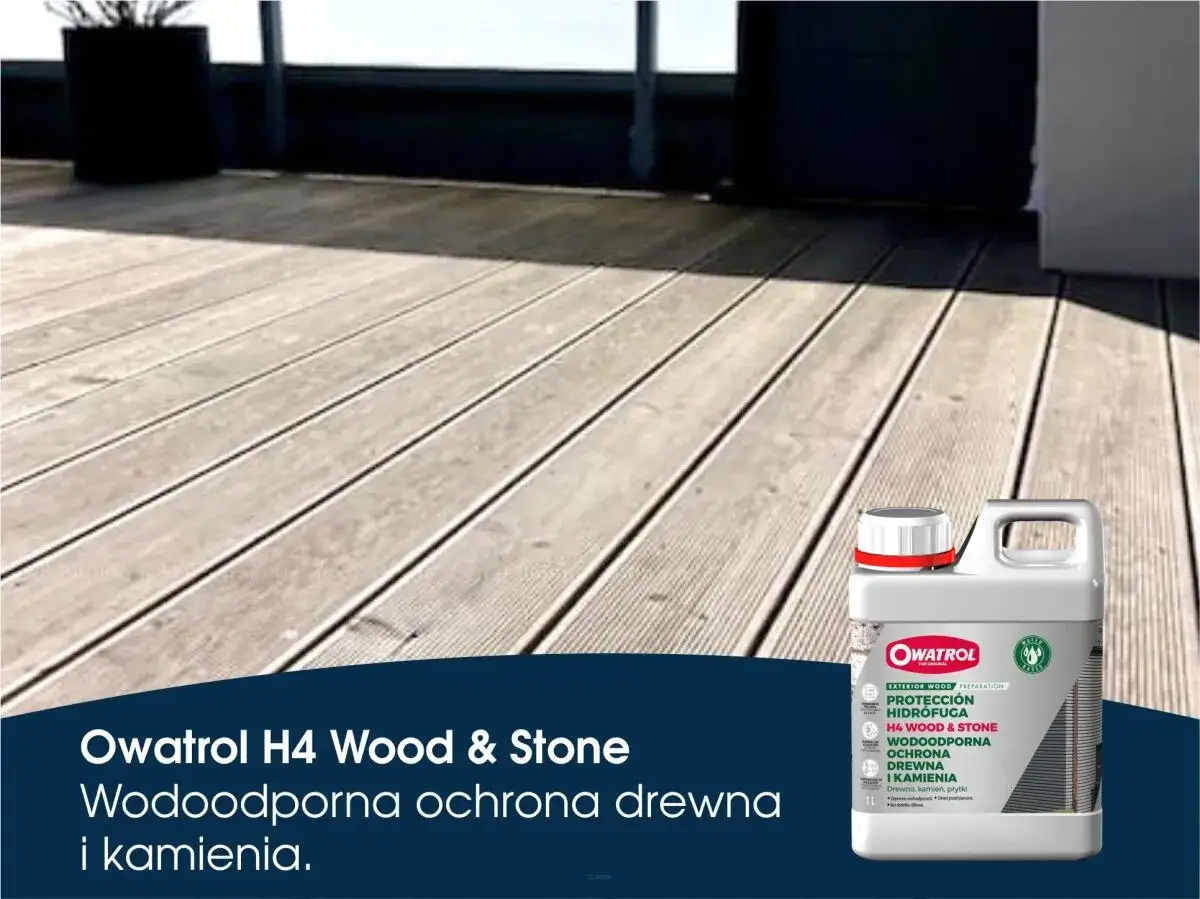 Drewniany taras chroniony impregnatem Owatrol H4 Wood & Stone. Wodoodporna ochrona drewna i kamienia.